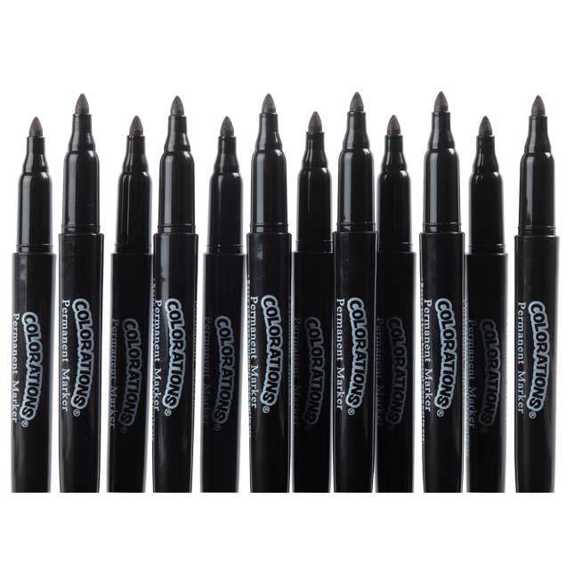 Colorations® Black Permanent Markers - Set of 12