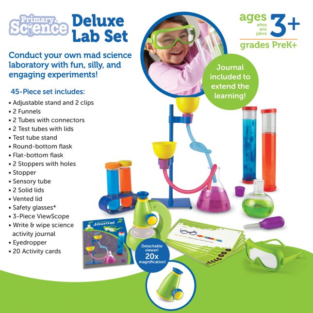  Learning Resources Primary Science Deluxe Lab Set - 45 Pieces,  Ages 3+ Preschool Science Kit, STEM Toys, Science Experiments for Kids,  Preschool Learning Toys : Office Products