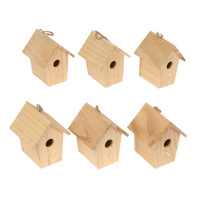 Colorations® Wooden Birdhouses - Set of 6