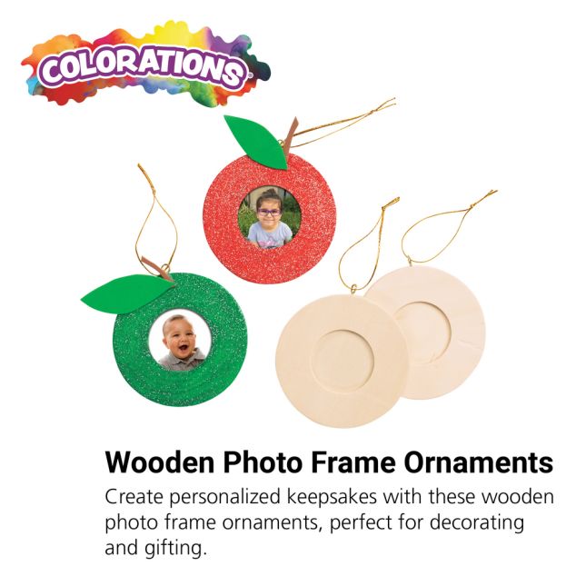 Colorations® Wooden Photo Frame Ornaments - Set of 12