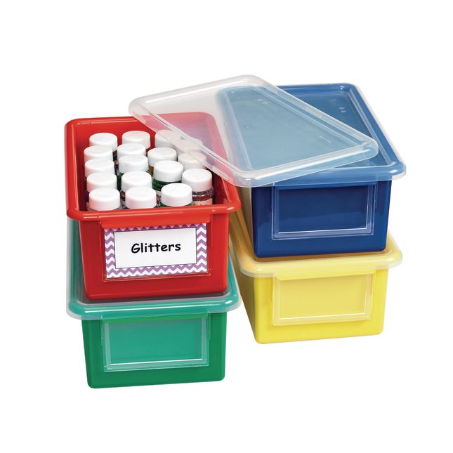 Storex Storage Bins, 5-1/2 Gallon, Assorted Colors, Case of 6