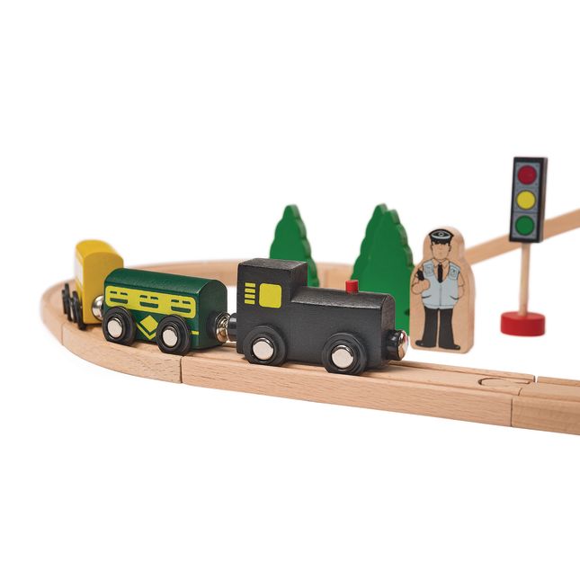 Excellerations® Wooden Track and Train Set - 40 Pieces