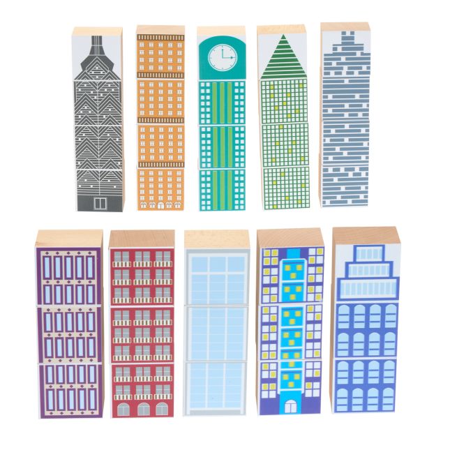 Excellerations® Wooden Skyscraper Blocks - 35 Pieces