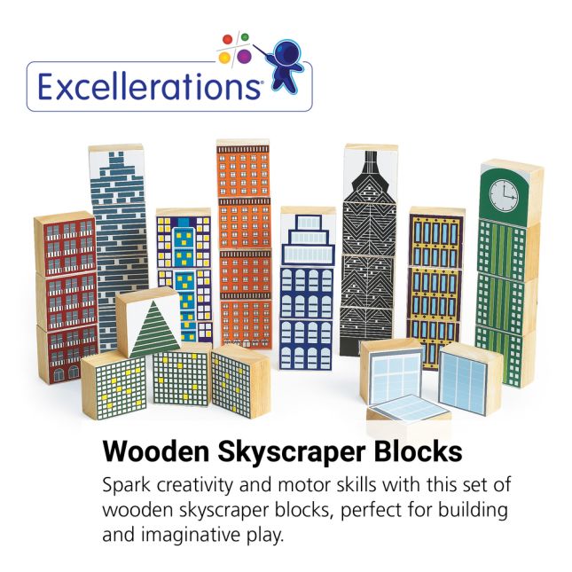 Excellerations® Wooden Skyscraper Blocks - 35 Pieces