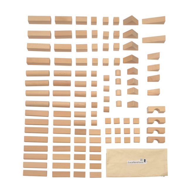 Excellerations® Sustainably Harvested Rubberwood Tabletop Unit Blocks - 110 Piece Set