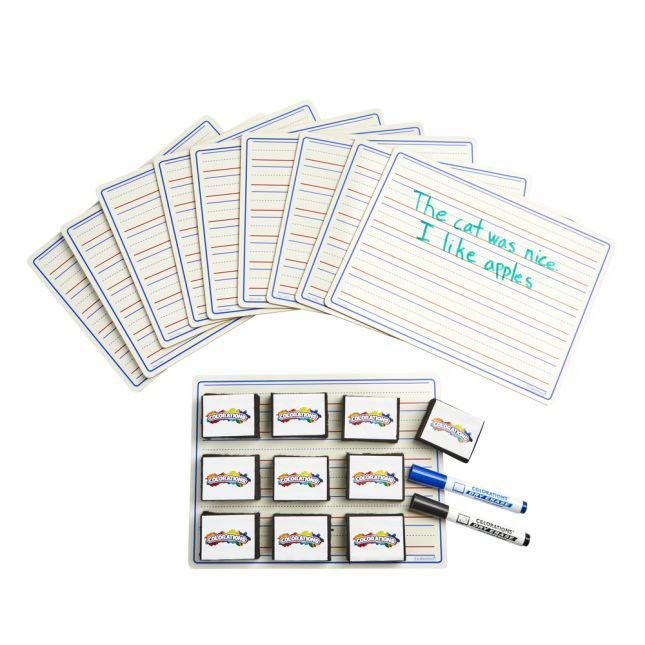 Reversible Dry-Erase Boards with Erasers - Set of