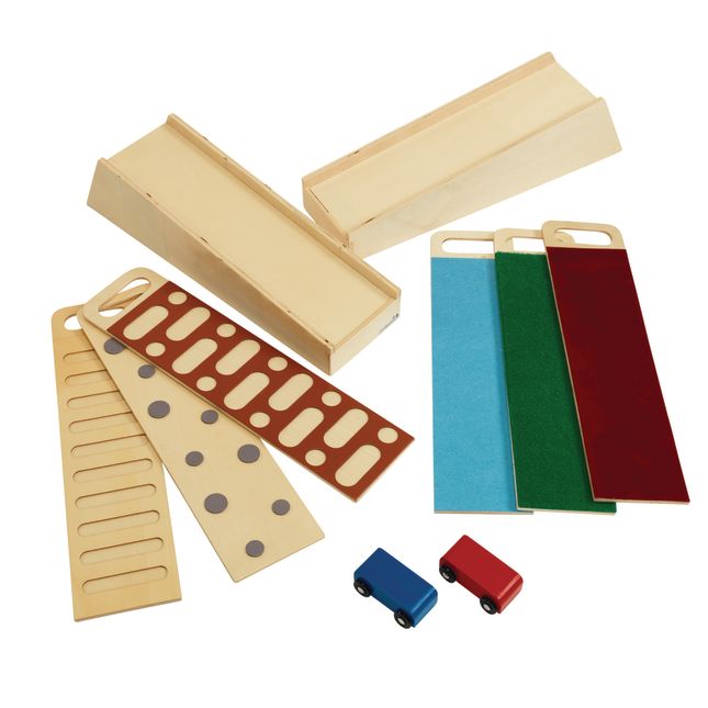 Excellerations® Wooden Ramp STEM Discovery Set with Ramps, Textured Surfaces, and Cars_0