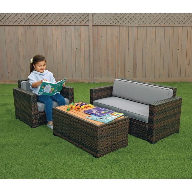 Excellerations® Outdoor Wicker Furniture 3-Piece Set (Preschool Height)