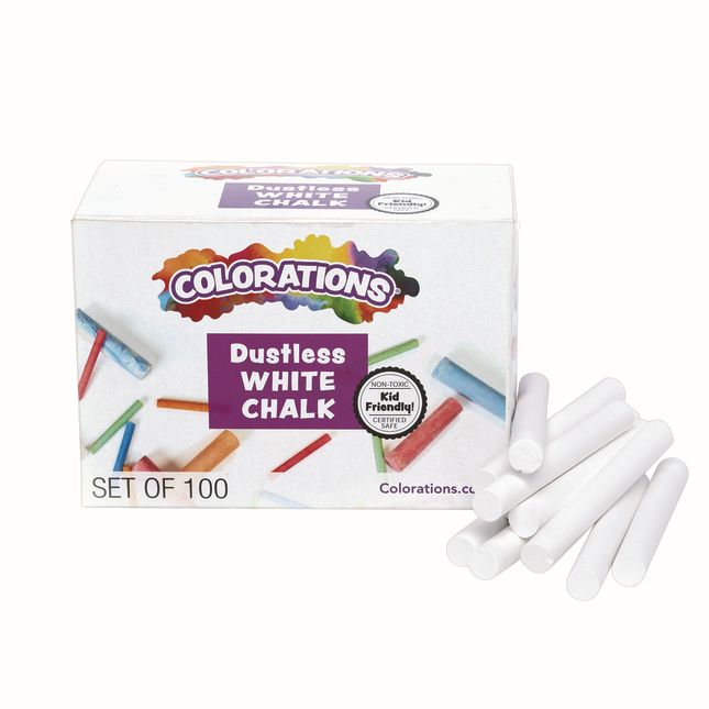 SCHOOL CHALKS Box 100 dustless chalks white colour