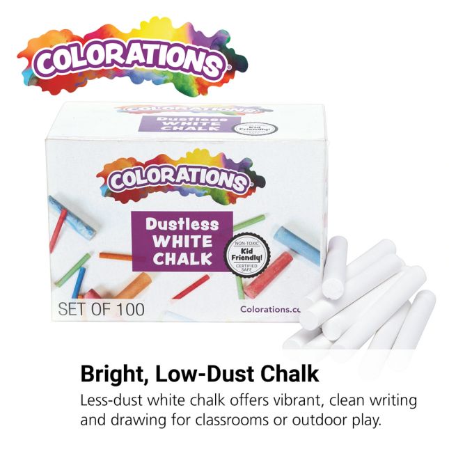 Colorations® White Dustless Chalk - 100 Pieces_1