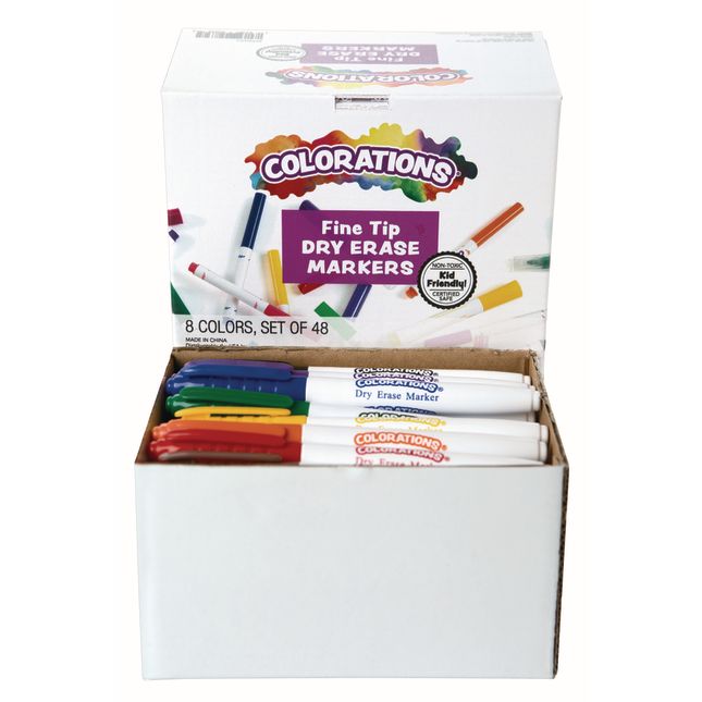 Colorations Dry Erase Markers, Fine Tip - 24 Packs