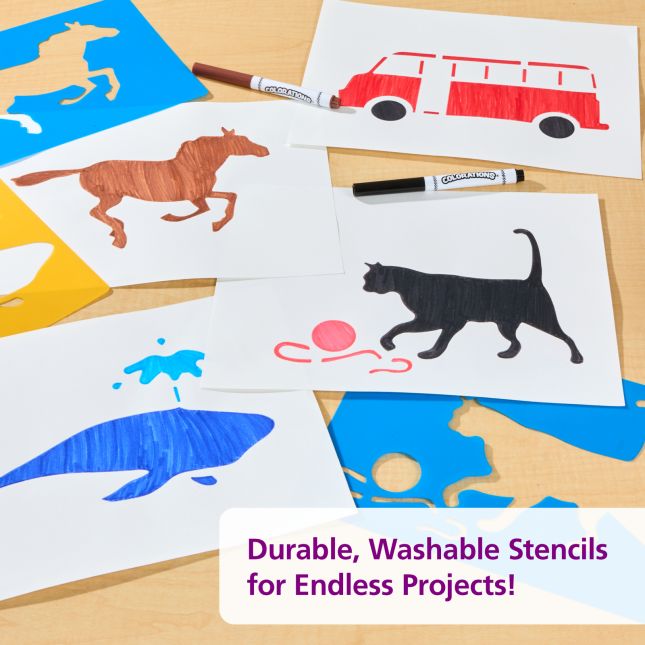 Large Washable Plastic Everyday Objects Stencils - Set of 12