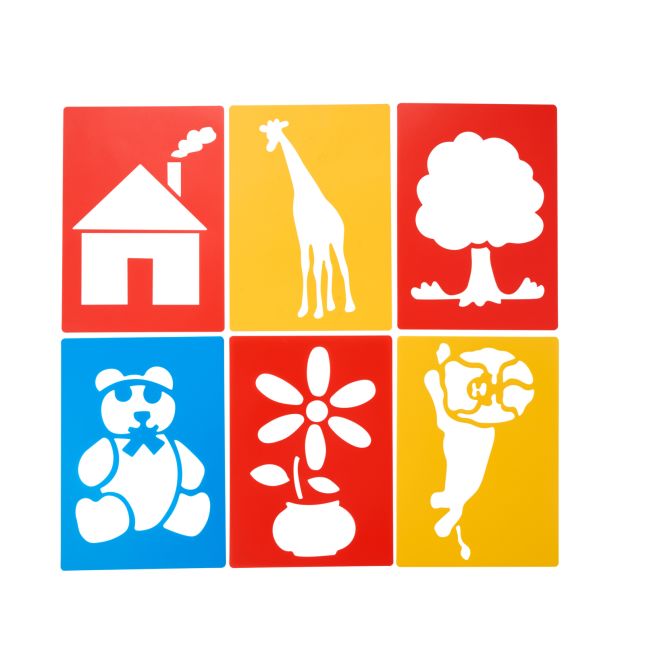 Large Washable Plastic Everyday Objects Stencils - Set of 12
