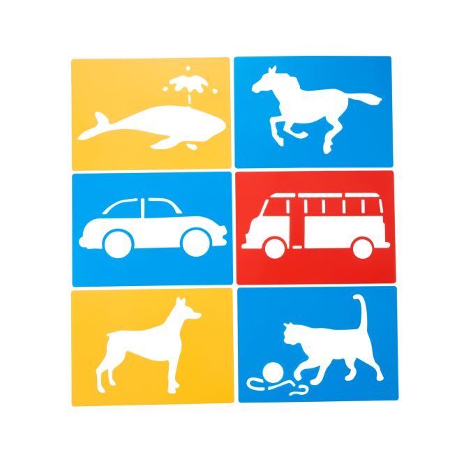 Large Washable Plastic Everyday Objects Stencils - Set of 12