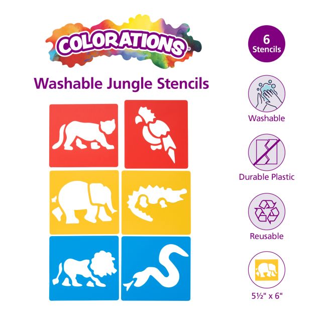 Colorations® Washable Plastic Jungle Stencils  - Set of 6
