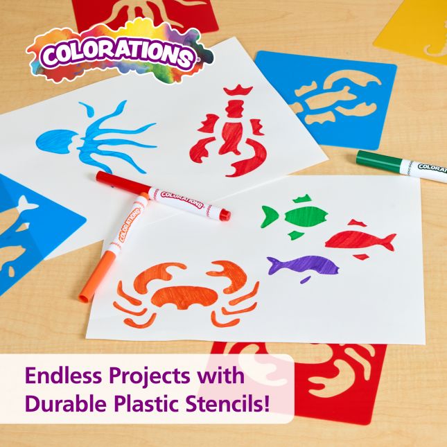 Colorations® Sea Life Washable Plastic Stencils - Set of 6