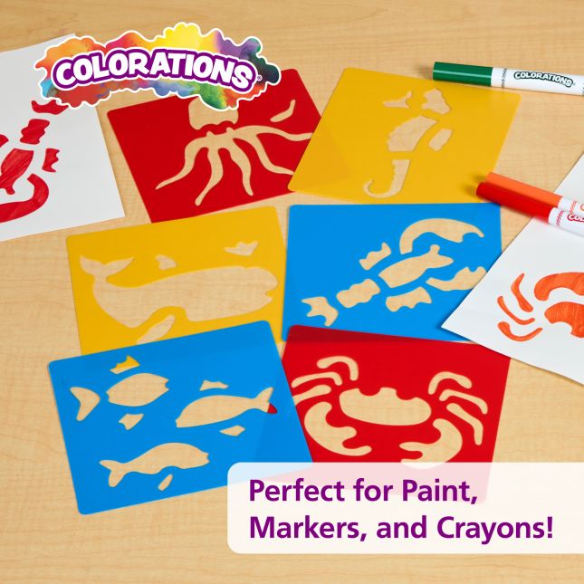Colorations® Sea Life Washable Plastic Stencils - Set of 6