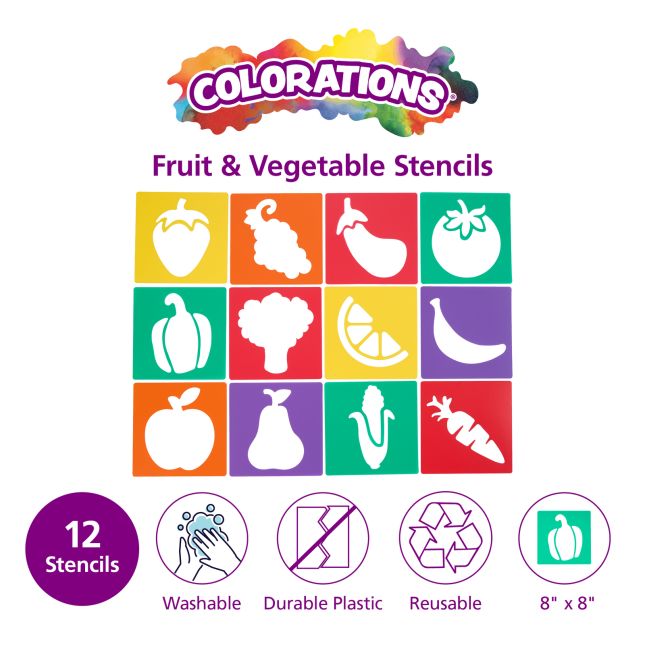 Colorations® Fruit and Vegetable Stencils Set of 12