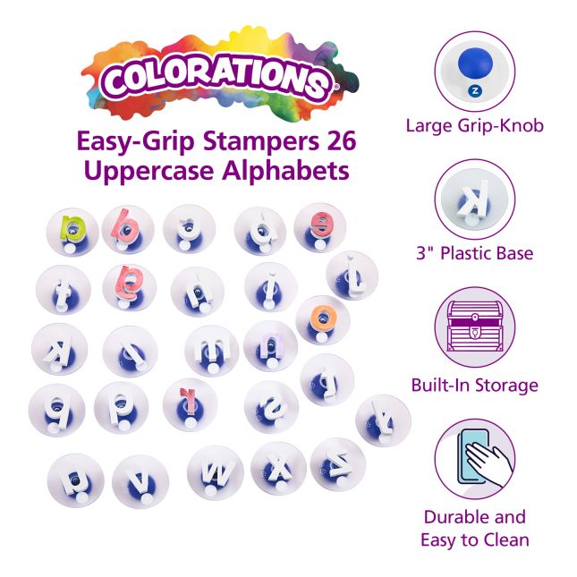 Colorations® Easy-Grip Stampers, Lowercase Alphabet - Set of 26