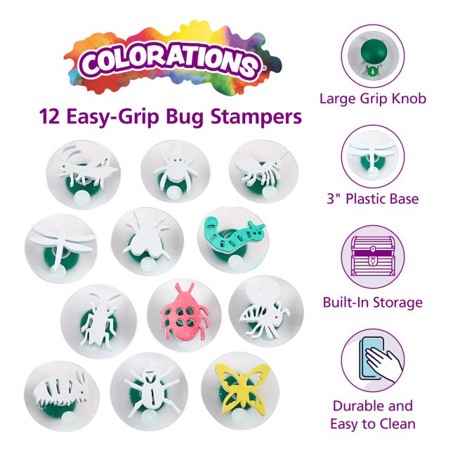 Colorations® Easy-Grip Stampers, Bug Story - Set of 12