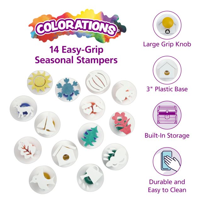 Colorations® Easy-Grip Stampers, Seasonal - Set of 14