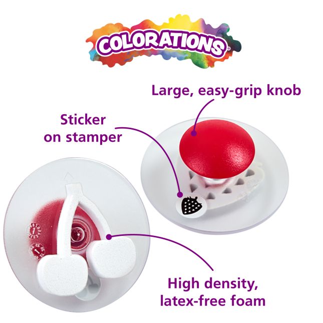 Colorations® Easy-Grip Stampers, Fruit and Vegetable - Set of 14