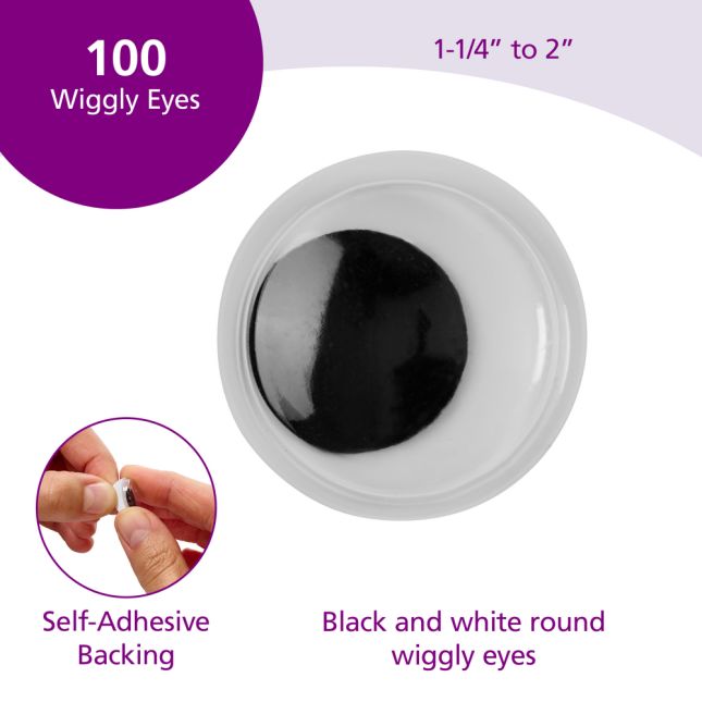 Colorations® Self-Adhesive Wiggly Eyes, Black - 100 Pieces