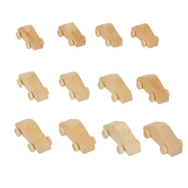 Colorations® Real Rolling Wooden Cars - Set of 12