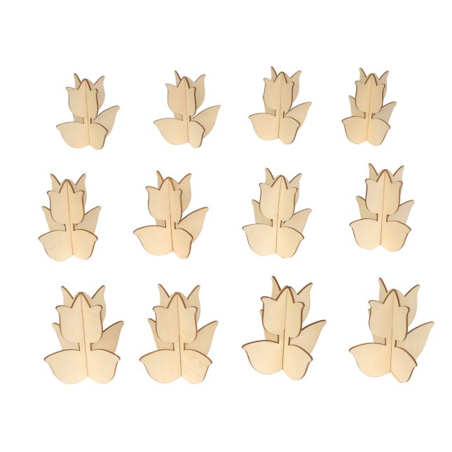 Colorations® Decorate Your Own 3D Wooden Tulip, Set of 12