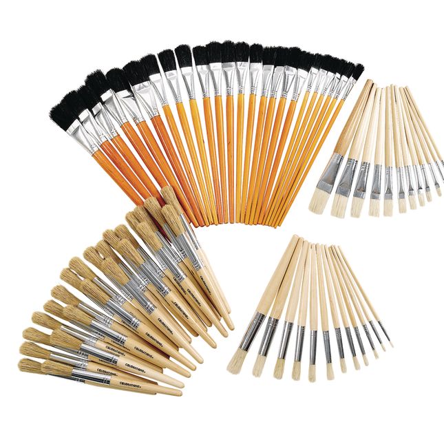 Colorations® Natural Wooden Brush Kit - 72 Pieces_0