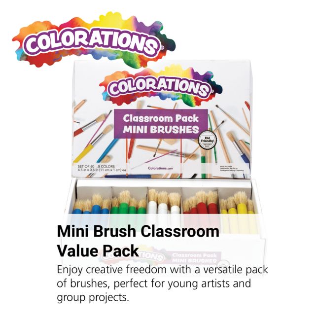 Colorations® Mini-Brush Classroom Value Pack - Set of 60_1