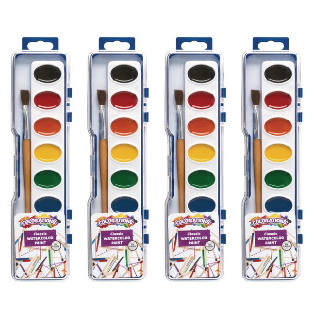 Colorations® Regular Best Value Washable Watercolor Paints, 4 Palettes, 8 Colors ea