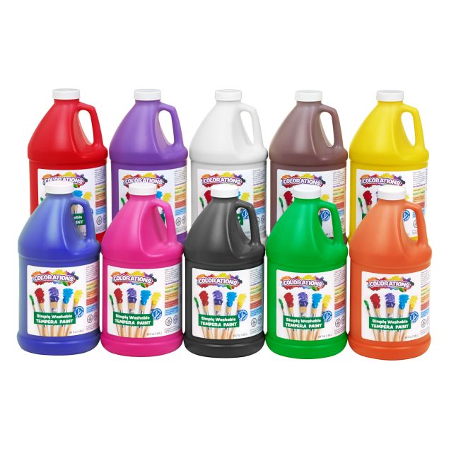 Colorations® 1/2 Gallon Simply Washable Tempera Paint - Set of 10 Colors