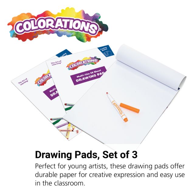 Colorations® Drawing Pads - Set of 3, 9" x 12"