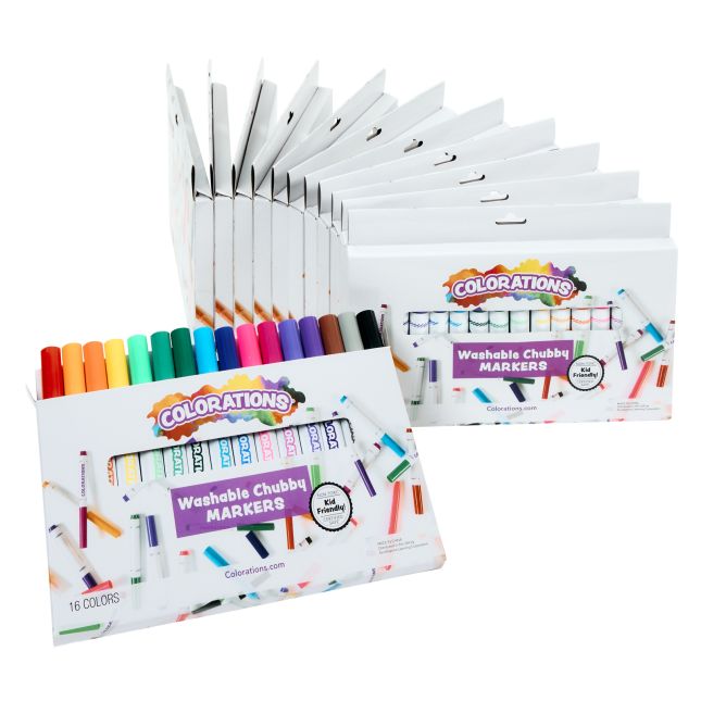 Colorations® Chubby Markers - 16 Colors, 12 Sets, Total 192