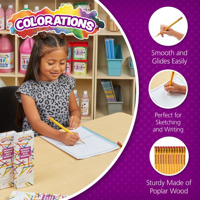 Colorations® Primary Pencils with Erasers - 24 Packs