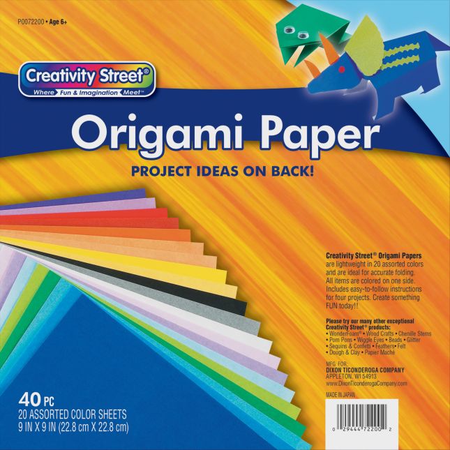 Origami Paper, Assorted Colors - 40 Sheets
