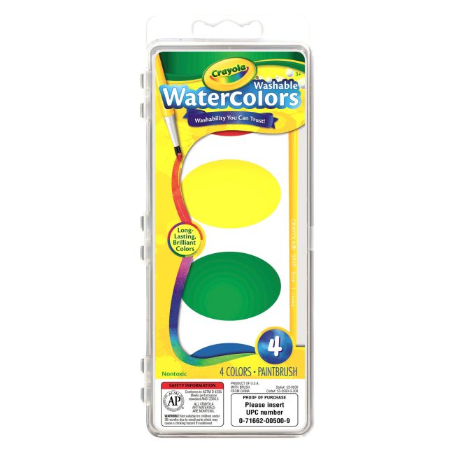 Colorations 4 Best Value Jumbo Washable Watercolors - Set of 6 Refills