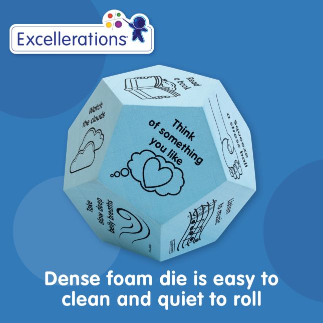 Excellerations® Social - Emotional Learning Emotion Dice with Mindful Behavior Strategies: Coping with Conflict, Calming and Focusing, Kindness and Caring