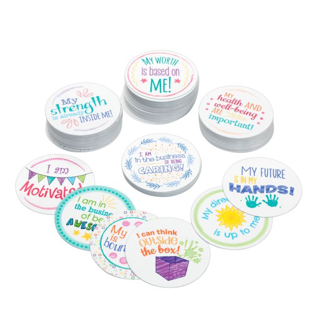 Really Good Stuff® Confidence Chips – 100 Empowering, Motivational, Positive Affirmations – Encourage Positive Feelings– Social-Emotional Learning – SEL for The Home and Classroom