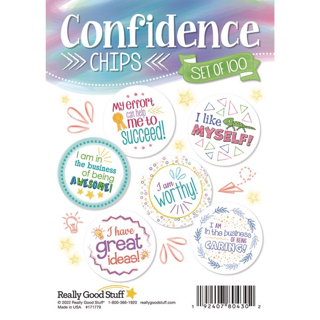 Really Good Stuff® Confidence Chips – 100 Empowering, Motivational, Positive Affirmations – Encourage Positive Feelings– Social-Emotional Learning – SEL for The Home and Classroom_6