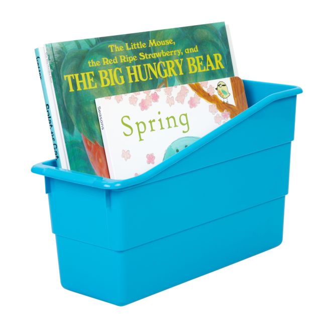 Really Good Stuff® Three Tier Shelf Storage with Blue Neon Durable Book and Binder Holders