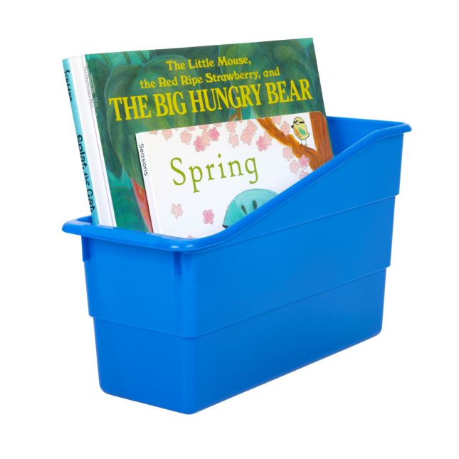 Really Good Stuff® Three Tier Shelf Storage with Blue Durable Book and Binder Holders