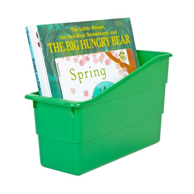 Really Good Stuff® Three Tier Shelf Storage with Green Durable Book and Binder Holders
