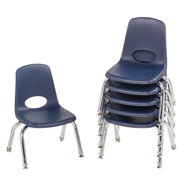 10" Stack Chair with Swivel Glides - 6 Pack - Navy