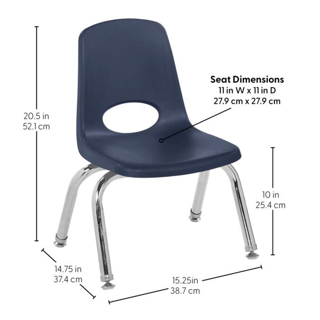 10" Stack Chair with Swivel Glides - 6 Pack - Navy