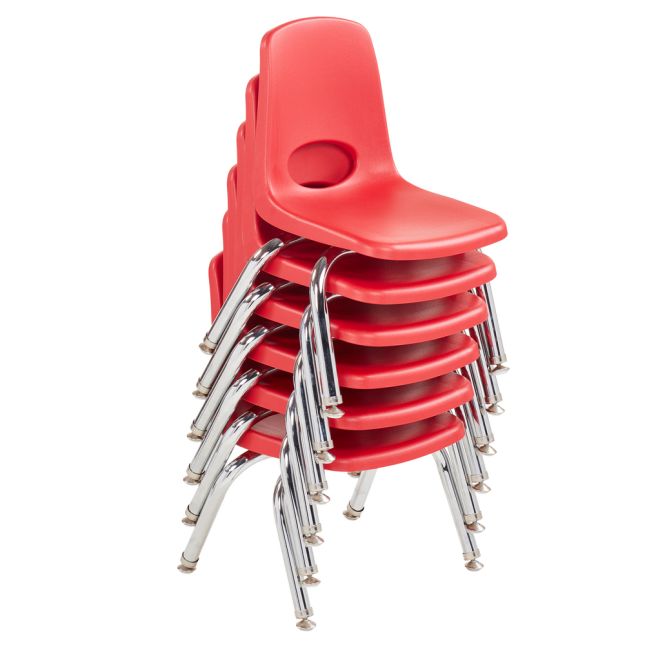 10" Stack Chair with Swivel Glides - 6 Pack - Red