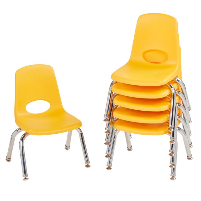 10" Stack Chair with Swivel Glides - 6 Pack - Yellow