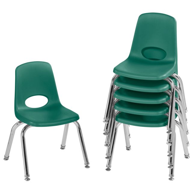 12" Stack Chair with Swivel Glides - 6 Pack - Green