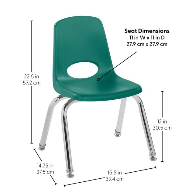 12" Stack Chair with Swivel Glides - 6 Pack - Green